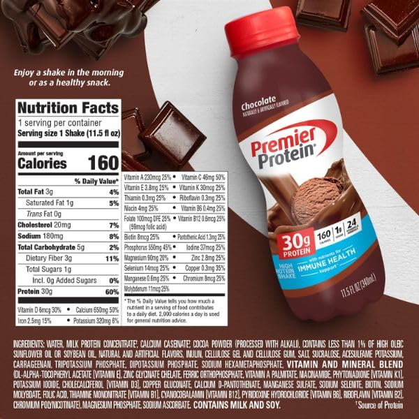 Premier Protein Shake: 30g Protein, 1g Sugar (12 Pack)